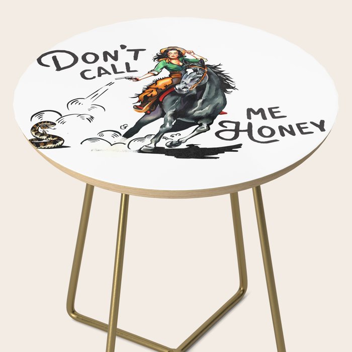Don't Call Me Honey Retro Cowgirl On Horseback V.1 Side Table Gallery Image 2