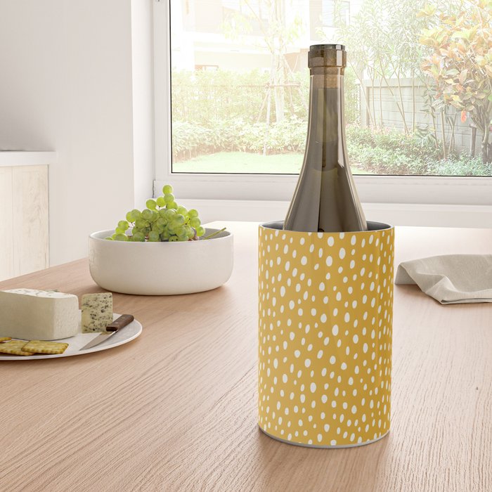 Yellow Polka Dot Spotted Pattern Abstract Print Dots Wine Chiller Gallery Image 4