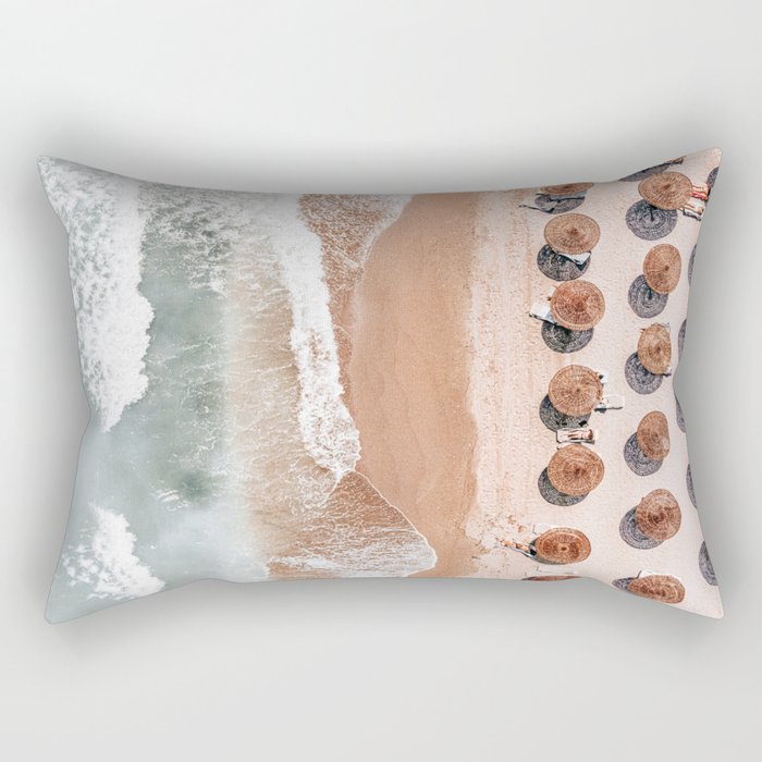 Aerial Beach Print, Beach Photography, Aerial Photography, Blue Ocean Print, Sea Beach Print Rectangular Pillow Gallery Image 1