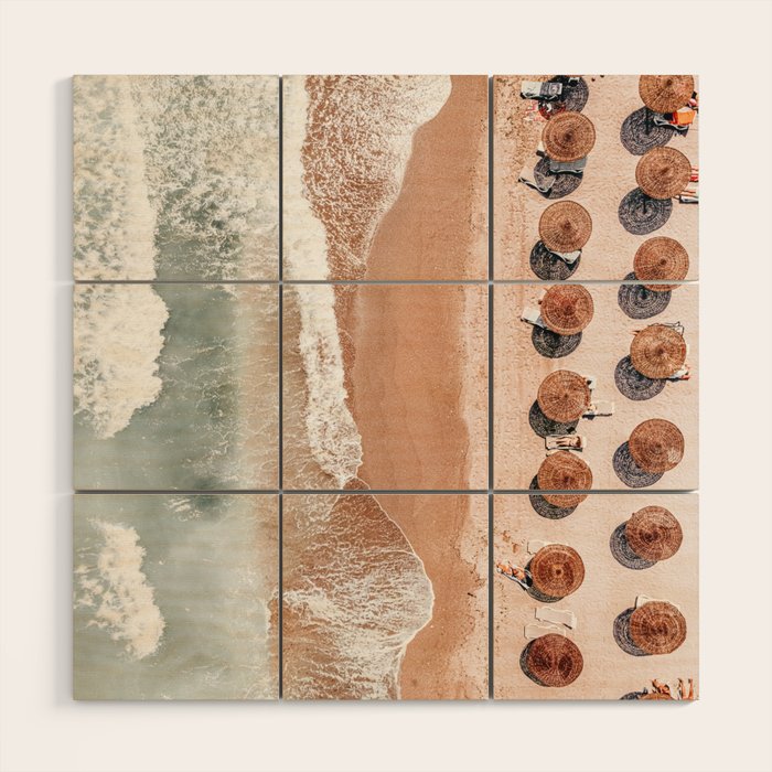 Aerial Beach Print, Beach Photography, Aerial Photography, Blue Ocean Print, Sea Beach Print Wood Wall Art Gallery Image 1