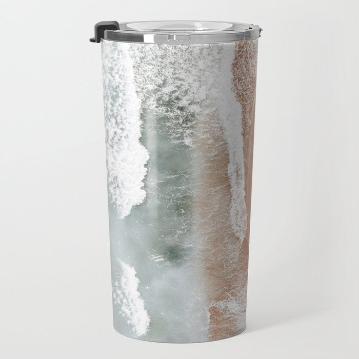 Aerial Beach Print, Beach Photography, Aerial Photography, Blue Ocean Print, Sea Beach Print Travel Mug Gallery Image 3