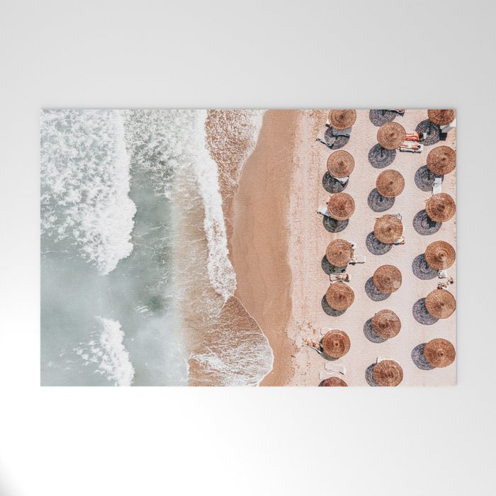 Aerial Beach Print, Beach Photography, Aerial Photography, Blue Ocean Print, Sea Beach Print Welcome Mat Gallery Image 1
