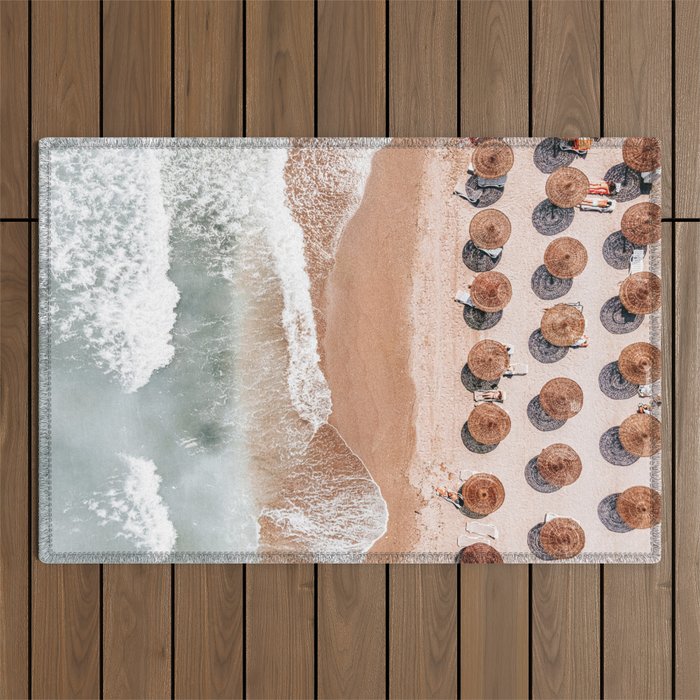 Aerial Beach Print, Beach Photography, Aerial Photography, Blue Ocean Print, Sea Beach Print Outdoor Rug Gallery Image 1