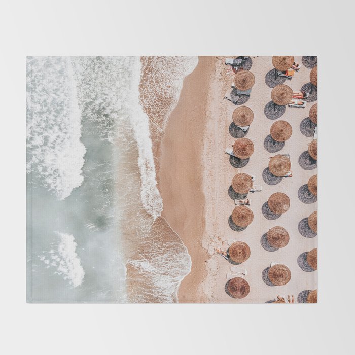 Aerial Beach Print, Beach Photography, Aerial Photography, Blue Ocean Print, Sea Beach Print Throw Blanket Gallery Image 2