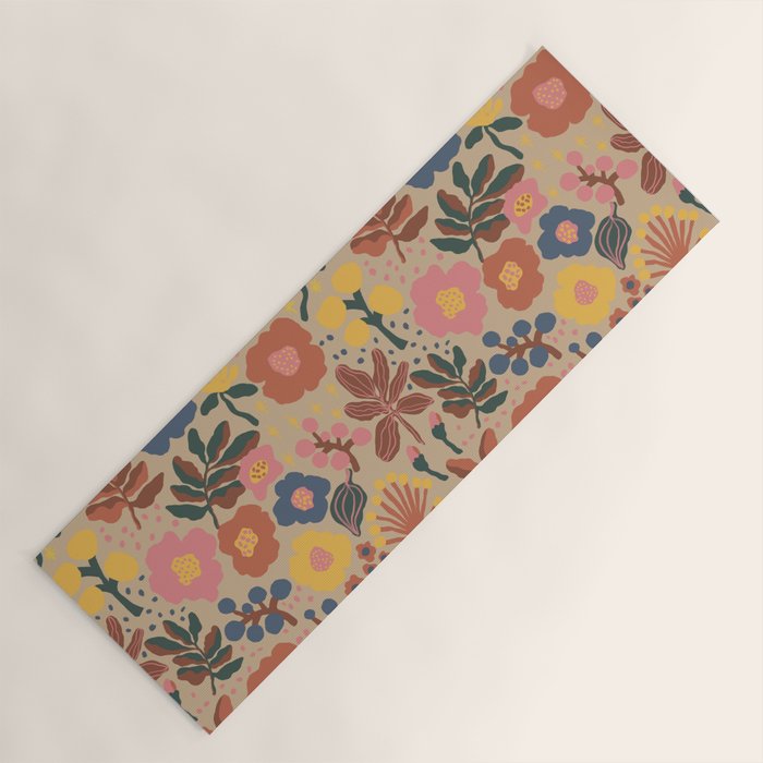 Red blooming Yoga Mat Gallery Image 1