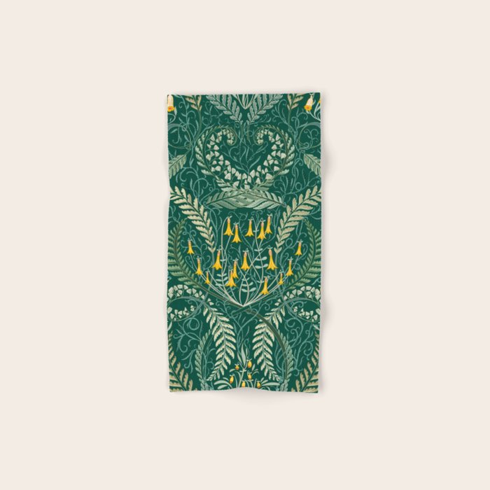 Woodland soil Morris style shining emerald Bath Towel Gallery Image 1