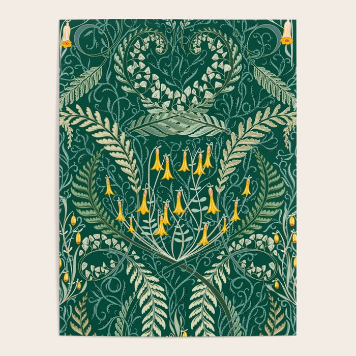 Woodland soil Morris style shining emerald Poster Gallery Image 1