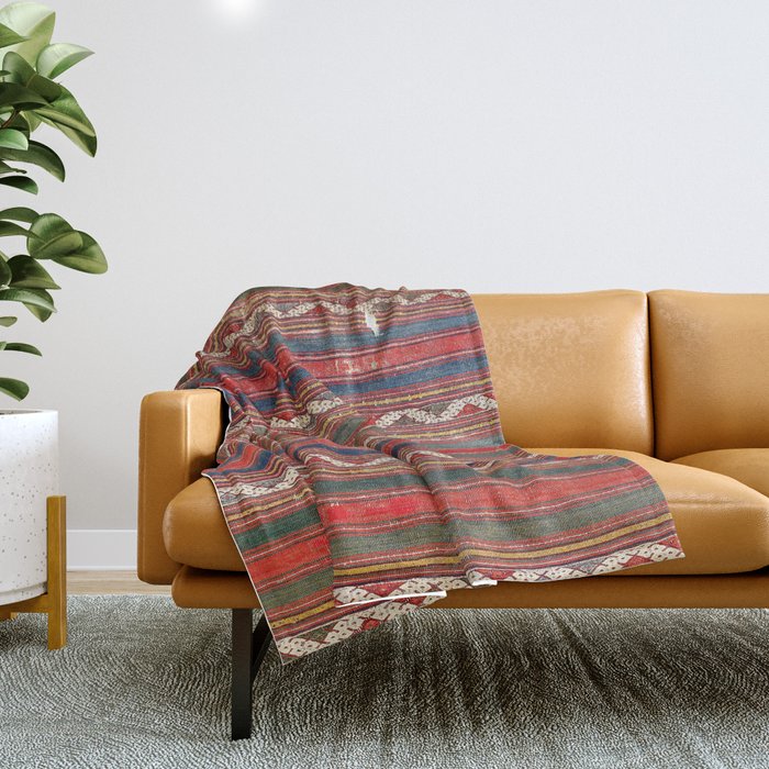 Denizli West Anatolian Kilim Print Throw Blanket Gallery Image 1
