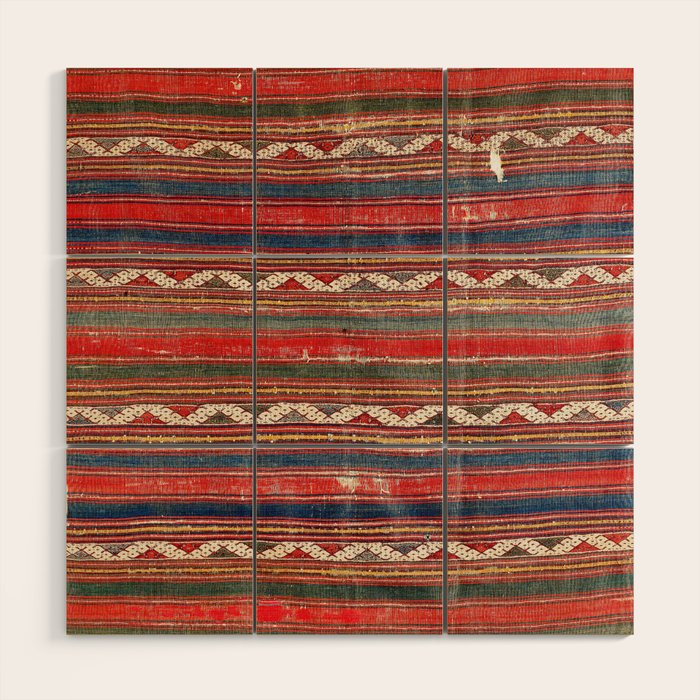 Denizli West Anatolian Kilim Print Wood Wall Art Gallery Image 1