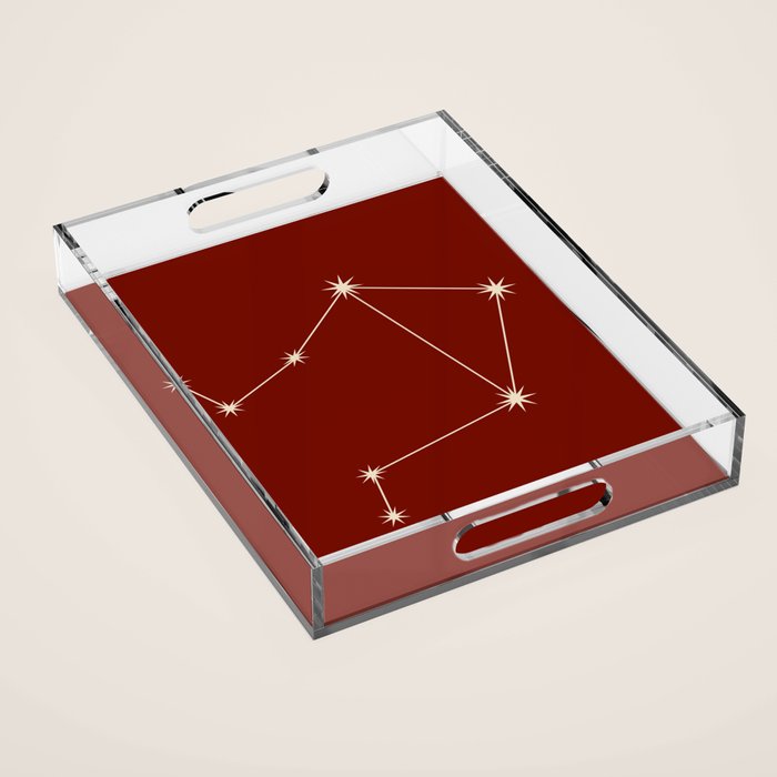 Libra Zodiac Star Constellation Line Art Ruby Red Acrylic Tray Gallery Image 1