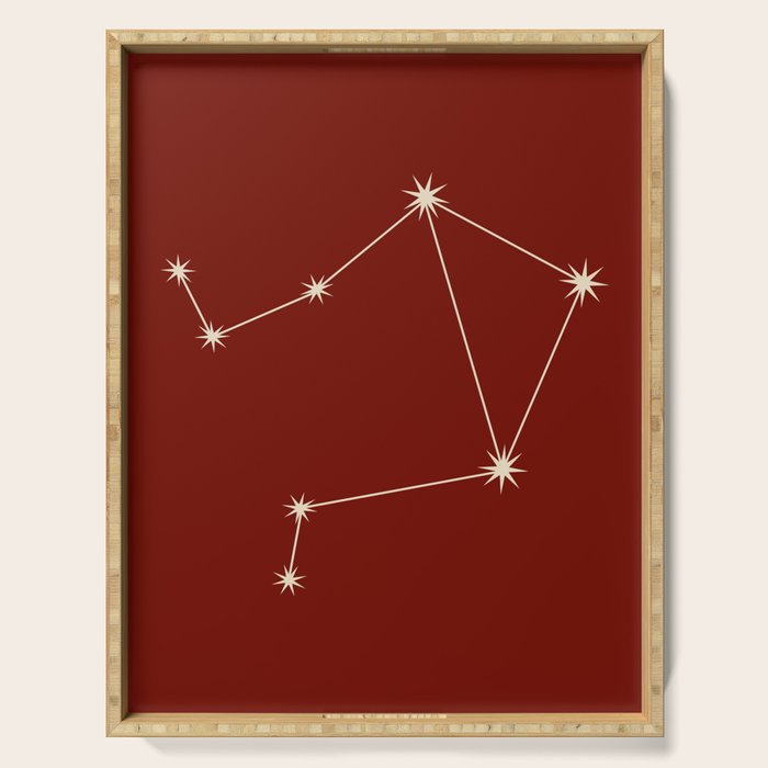 Libra Zodiac Star Constellation Line Art Ruby Red Serving Tray Gallery Image 1