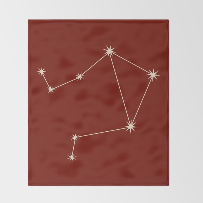 Libra Zodiac Star Constellation Line Art Ruby Red Throw Blanket Gallery Image 2