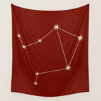 Libra Zodiac Star Constellation Line Art Ruby Red Wall Tapestry Gallery Image 4