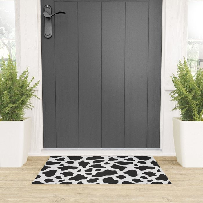 Black and White Cow Print Welcome Mat Gallery Image 3
