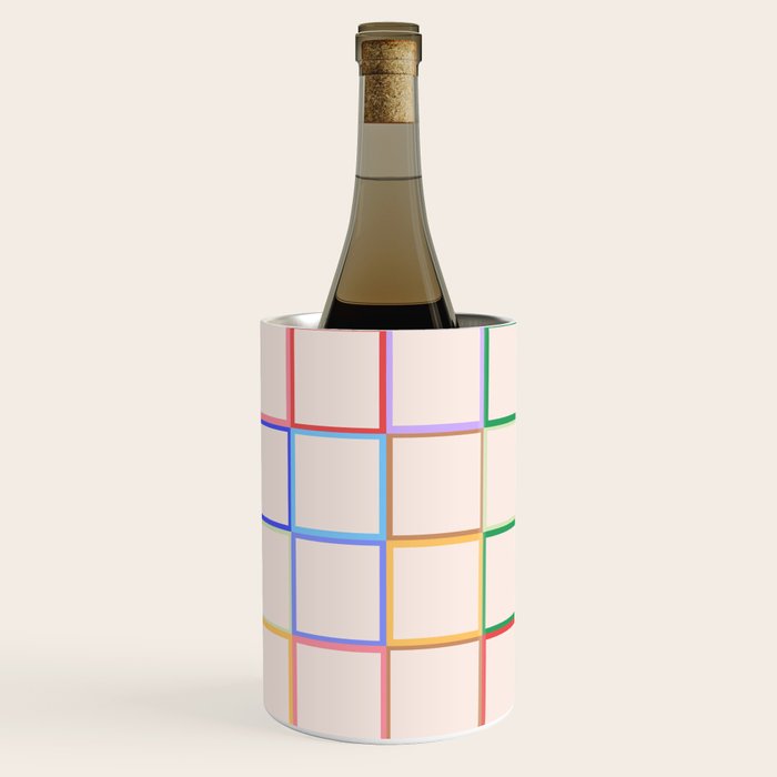 Pastel Color Square Pattern Checkered Wine Chiller Gallery Image 1