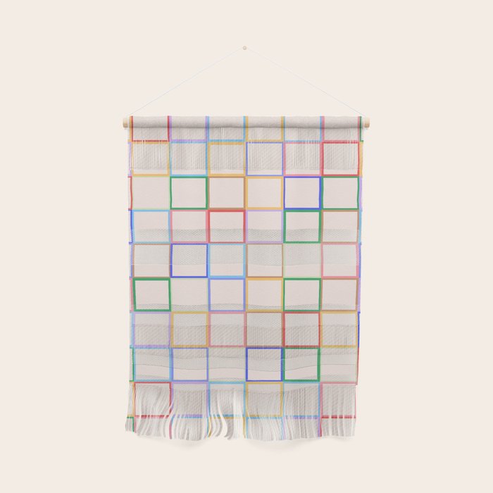 Pastel Color Square Pattern Checkered Wall Hanging Gallery Image 1