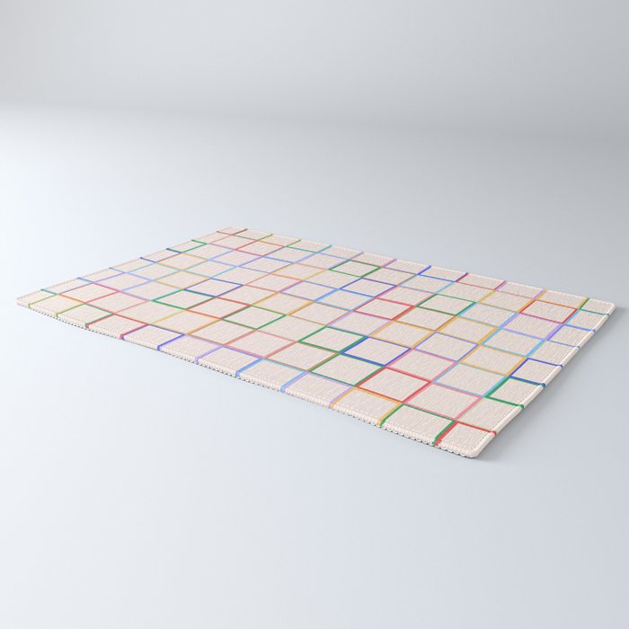 Pastel Color Square Pattern Checkered Rug Gallery Image 3