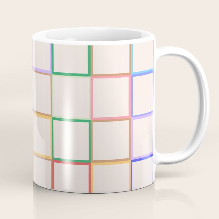 Pastel Color Square Pattern Checkered Coffee Mug Gallery Image 1