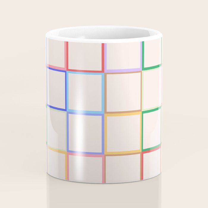 Pastel Color Square Pattern Checkered Coffee Mug Gallery Image 4