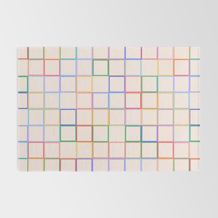 Pastel Color Square Pattern Checkered Rug Gallery Image 2