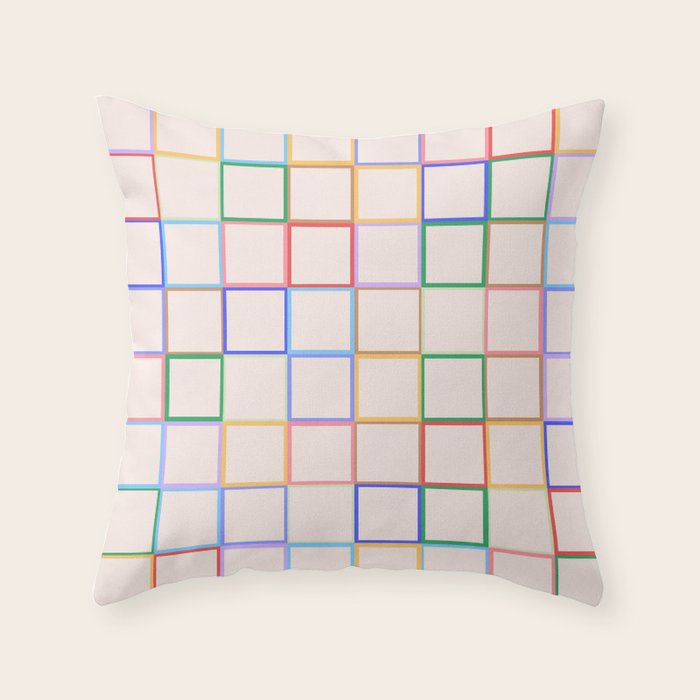 Pastel Color Square Pattern Checkered Throw Pillow Gallery Image 1