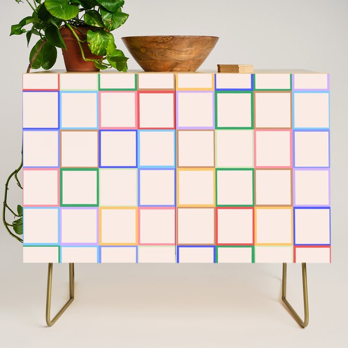 Pastel Color Square Pattern Checkered Credenza Gallery Image 1