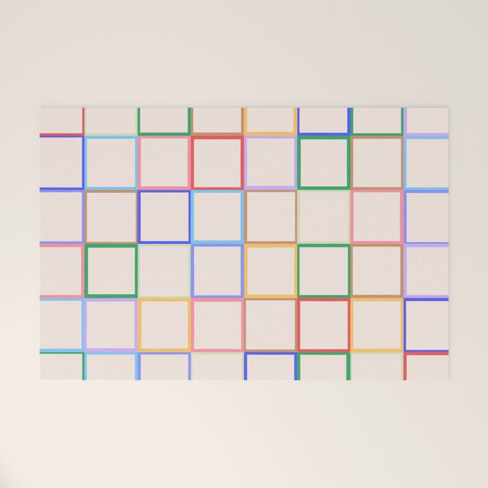 Pastel Color Square Pattern Checkered Welcome Mat Gallery Image 1