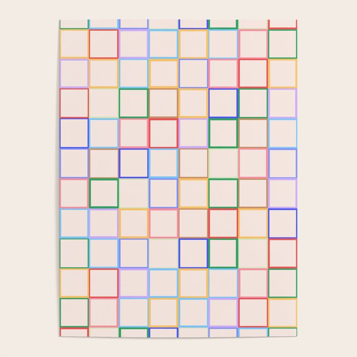 Pastel Color Square Pattern Checkered Poster Gallery Image 1