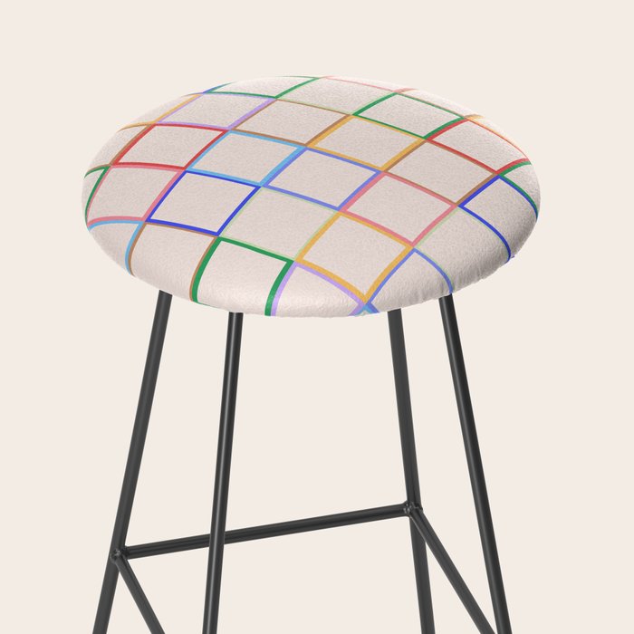 Pastel Color Square Pattern Checkered Stool Gallery Image 2
