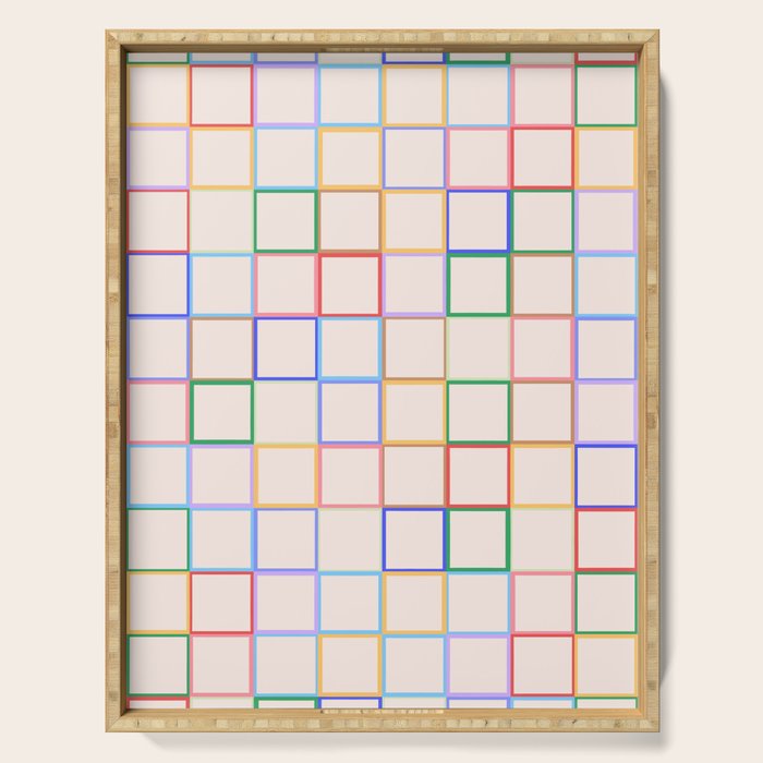 Pastel Color Square Pattern Checkered Serving Tray Gallery Image 1