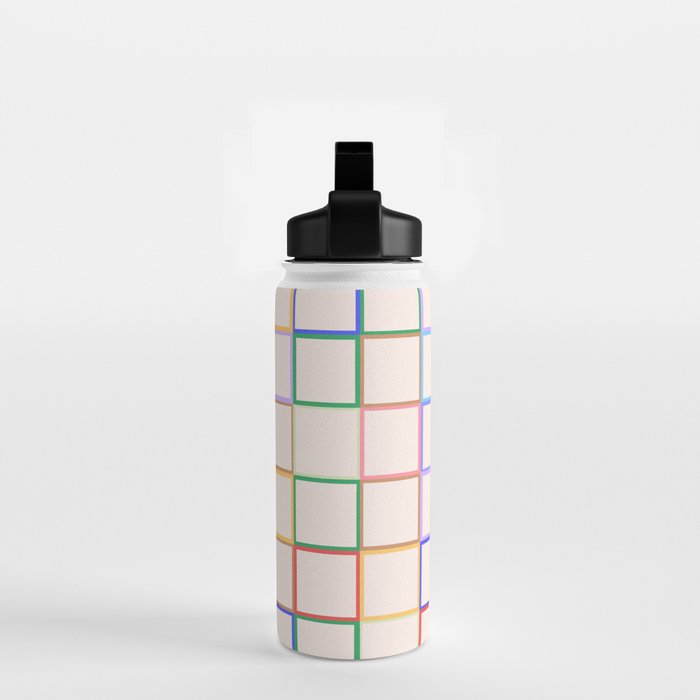 Pastel Color Square Pattern Checkered Water Bottle Gallery Image 2