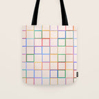 Pastel Color Square Pattern Checkered Tote Bag Gallery Image 1