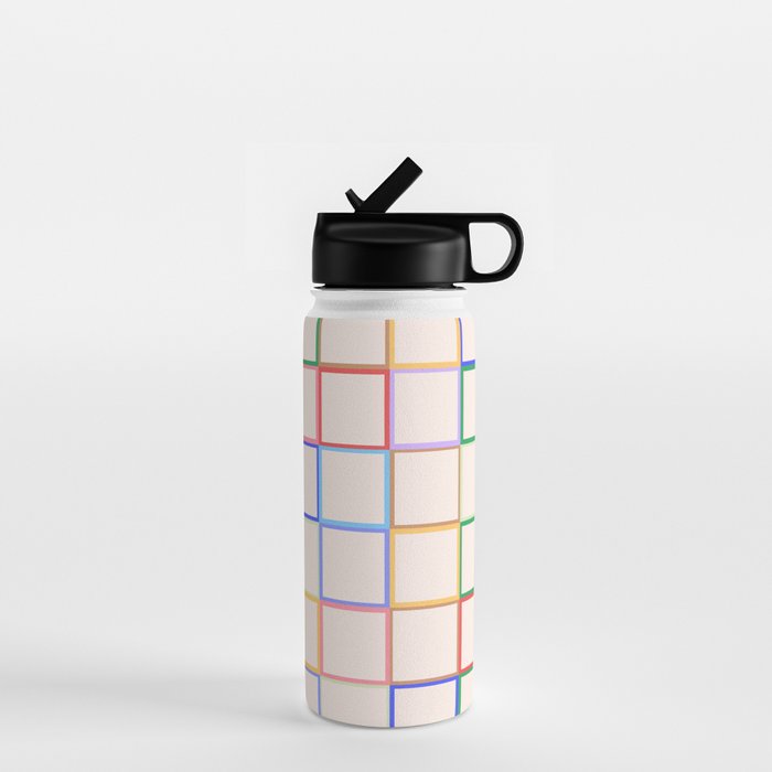 Pastel Color Square Pattern Checkered Water Bottle Gallery Image 1