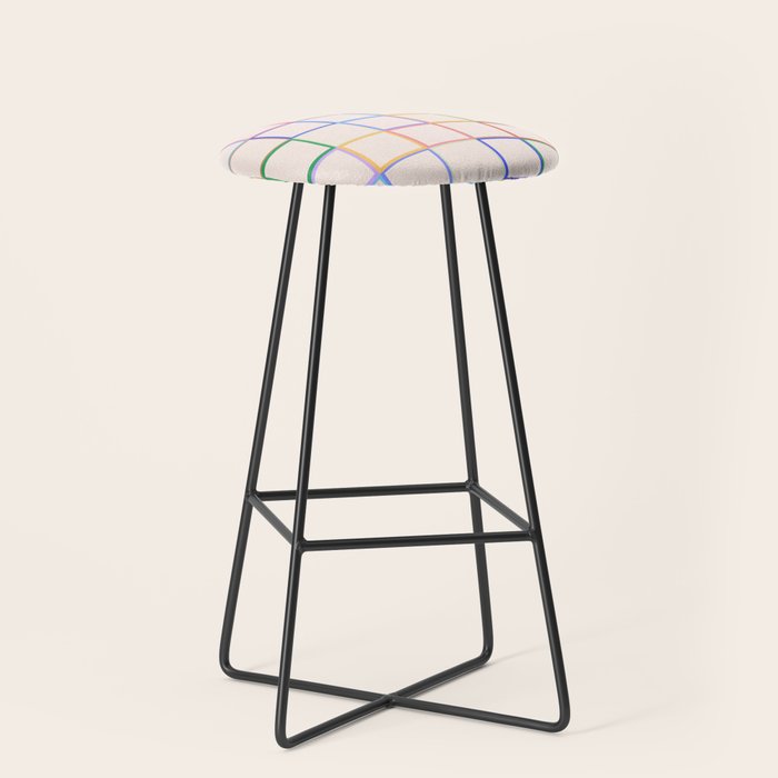 Pastel Color Square Pattern Checkered Stool Gallery Image 1