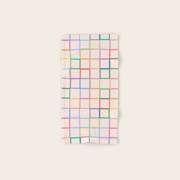Pastel Color Square Pattern Checkered Bath Towel Gallery Image 1