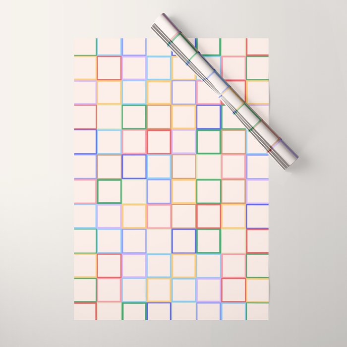 Pastel Color Square Pattern Checkered Wrapping Paper Gallery Image 1