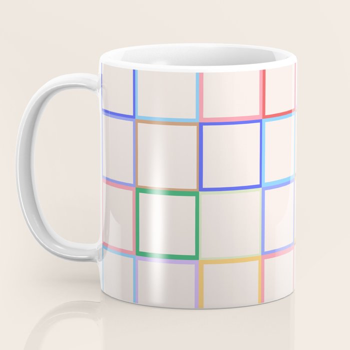 Pastel Color Square Pattern Checkered Coffee Mug Gallery Image 3