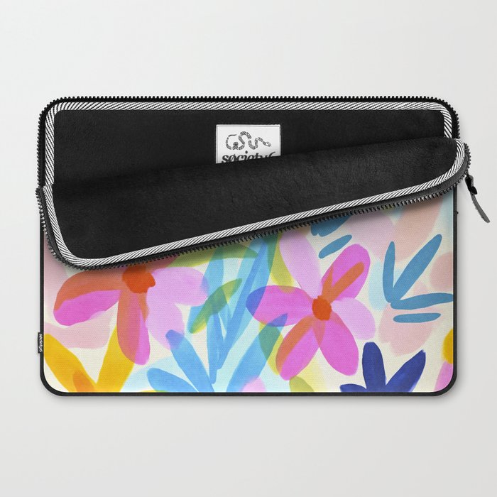 Sunny Day Bold Abstract Florals Multicolor Cheerful Summer Pattern Laptop Sleeve Gallery Image 2