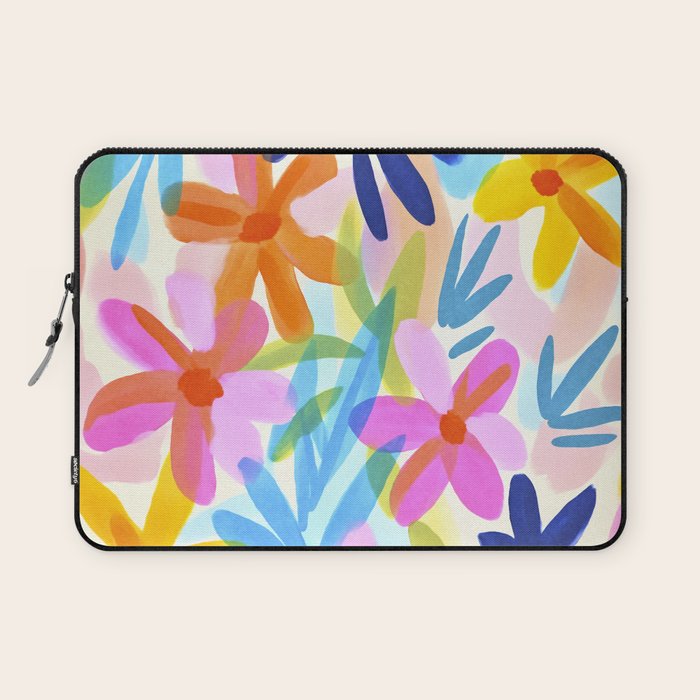 Sunny Day Bold Abstract Florals Multicolor Cheerful Summer Pattern Laptop Sleeve Gallery Image 1