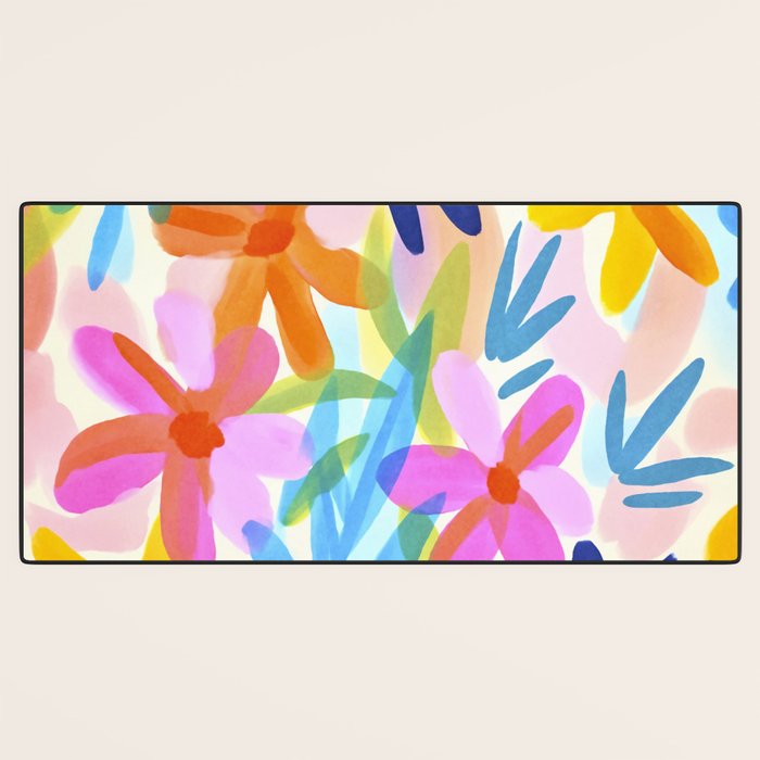 Sunny Day Bold Abstract Florals Multicolor Cheerful Summer Pattern Desk Mat Gallery Image 3
