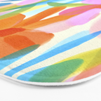 Sunny Day Bold Abstract Florals Multicolor Cheerful Summer Pattern Bath Mat Gallery Image 3