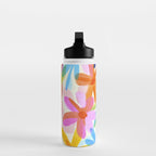 Sunny Day Bold Abstract Florals Multicolor Cheerful Summer Pattern Water Bottle Gallery Image 3