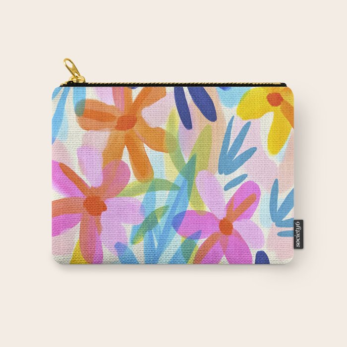 Sunny Day Bold Abstract Florals Multicolor Cheerful Summer Pattern Carry All Pouch Gallery Image 1