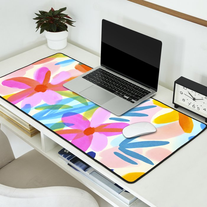 Sunny Day Bold Abstract Florals Multicolor Cheerful Summer Pattern Desk Mat Gallery Image 2