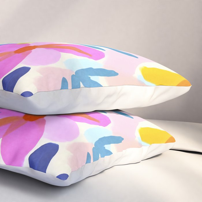 Sunny Day Bold Abstract Florals Multicolor Cheerful Summer Pattern Pillow Sham Gallery Image 3