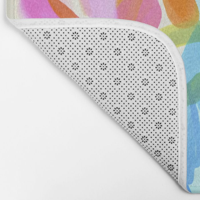 Sunny Day Bold Abstract Florals Multicolor Cheerful Summer Pattern Bath Mat Gallery Image 2
