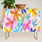 Sunny Day Bold Abstract Florals Multicolor Cheerful Summer Pattern Credenza Gallery Image 1