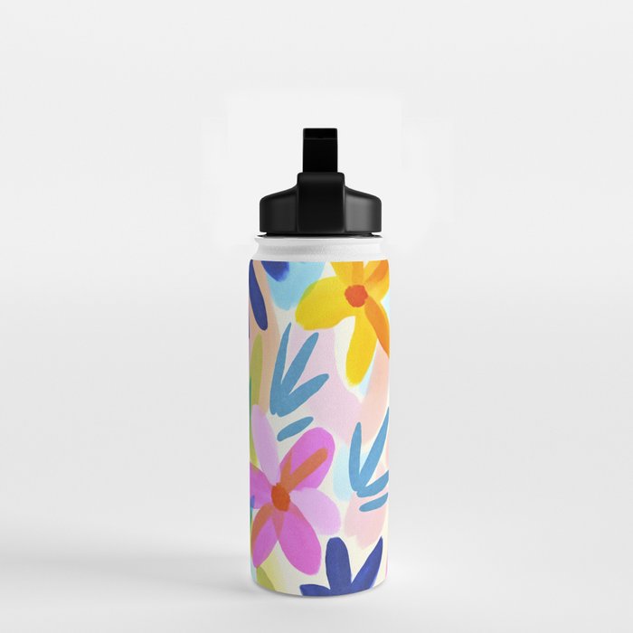Sunny Day Bold Abstract Florals Multicolor Cheerful Summer Pattern Water Bottle Gallery Image 2