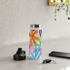 Sunny Day Bold Abstract Florals Multicolor Cheerful Summer Pattern Water Bottle Gallery Image 4