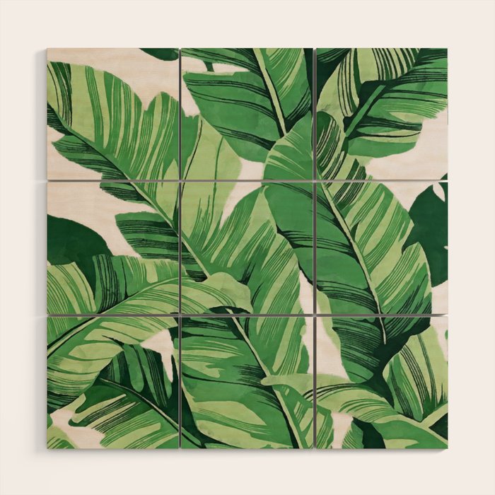 Tropical banana leaves V Wood Wall Art Gallery Image 1